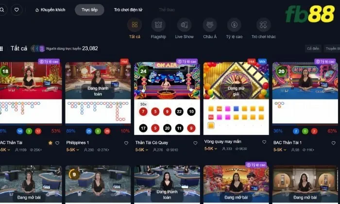 10 Slots FB88 Các sảnh game hấp dẫn tại 10 Slots FB88