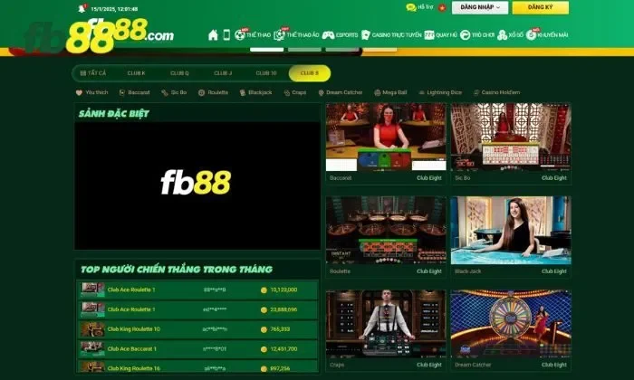 Club Eight FB88 Đa dạng chế độ chơi trực tuyến thú vị