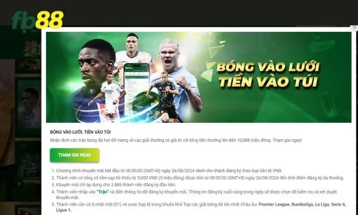 khuyến mãi Bóng vào lưới, tiền vào túi FB88 Khuyến mãi Bóng vào lưới, tiền vào túi FB88
