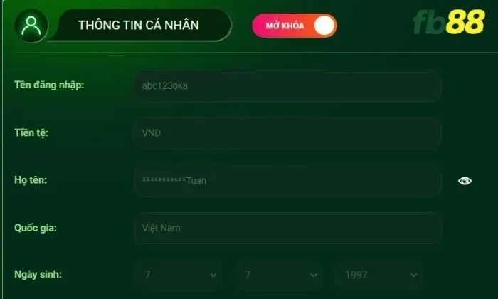 Chương trình khuyến mãi Fb88 chỉ dành cho cược thủ đăng ký với thông tin cá nhân