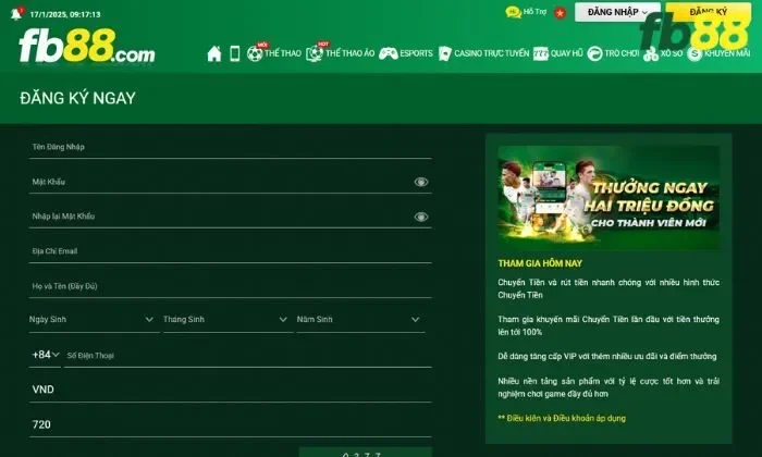 Thể thao 247 FB88 Hướng dẫn các bước tham gia chơi sảnh thể thao 247 FB88